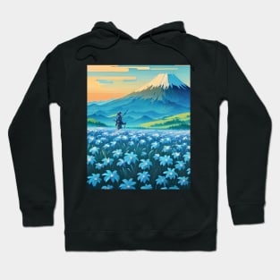 Journey To Mount Fuji - Samurai and Blue Hoodie